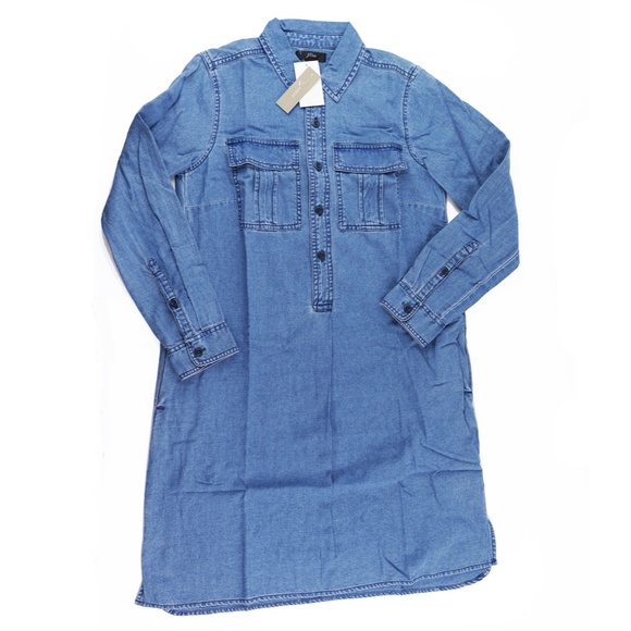 New J.CREW Chambray Shirt Dress with Utility Pockets - Picture 4 of 6
